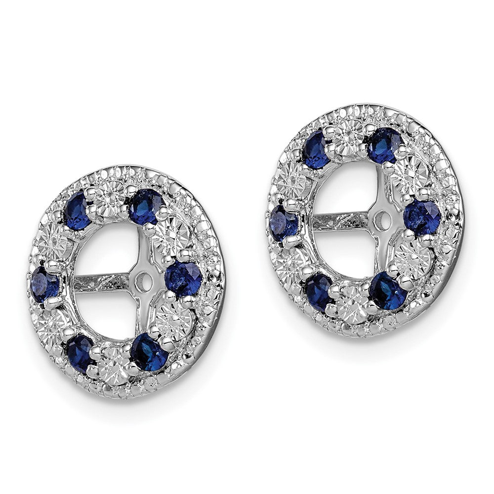 Rhodium-plated Sterling Silver Created Sapphire Earrings Jacket
