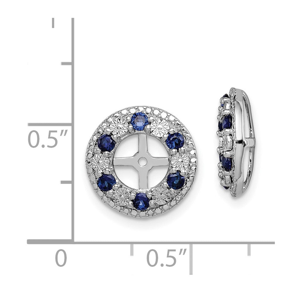 Rhodium-plated Sterling Silver Created Sapphire Earrings Jacket