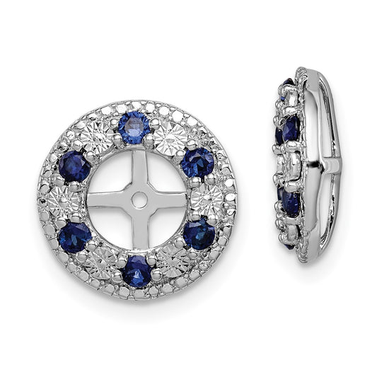 Rhodium-plated Sterling Silver Created Sapphire Earrings Jacket