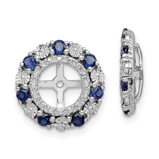 Rhodium-plated Sterling Silver Created Sapphire Earrings Jacket