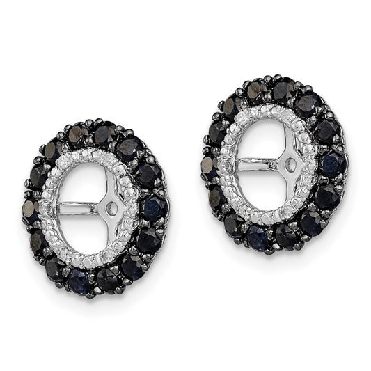 Rhodium-plated Sterling Silver Diamond & Black Sapphire Earrings Jacket