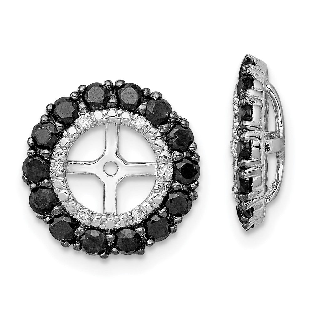 Rhodium-plated Sterling Silver Diamond & Black Sapphire Earrings Jacket