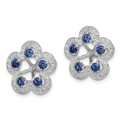 Rhodium-plated Sterling Silver Diamond & Created Sapphire Earrings Jacket