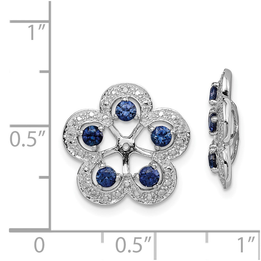 Rhodium-plated Sterling Silver Diamond & Created Sapphire Earrings Jacket