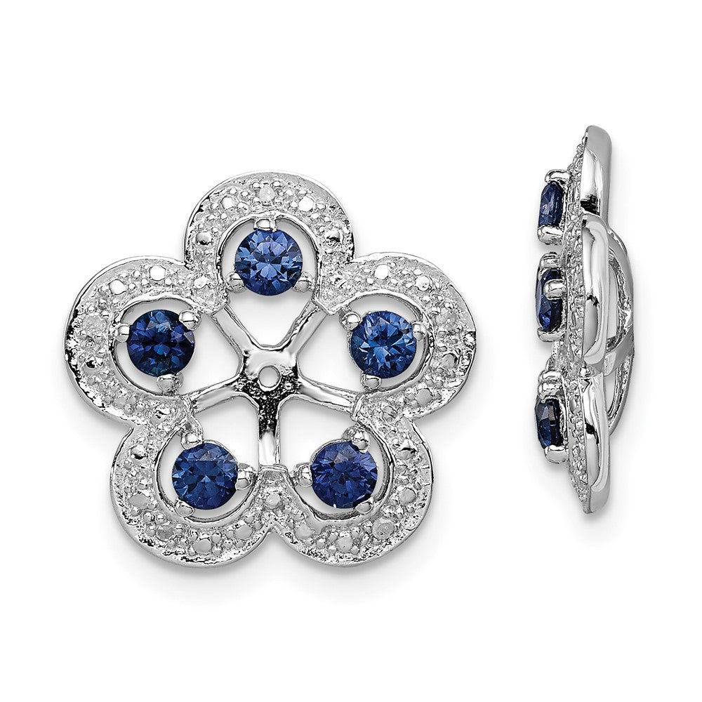 Rhodium-plated Sterling Silver Diamond & Created Sapphire Earrings Jacket