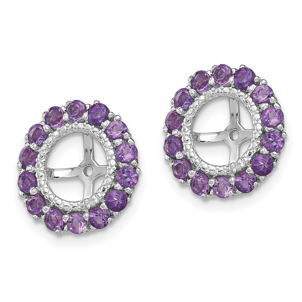 Rhodium-plated Sterling Silver Diamond & Amethyst Earrings Jacket