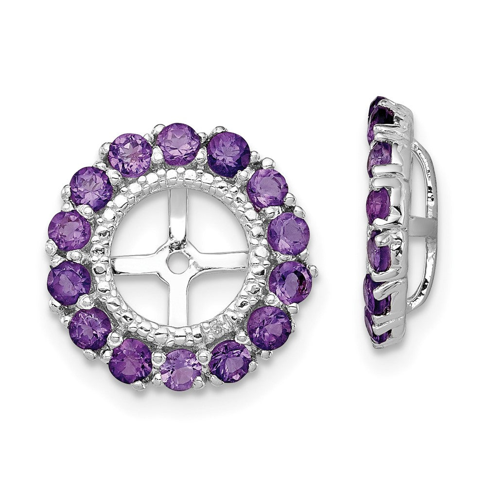 Rhodium-plated Sterling Silver Diamond & Amethyst Earrings Jacket