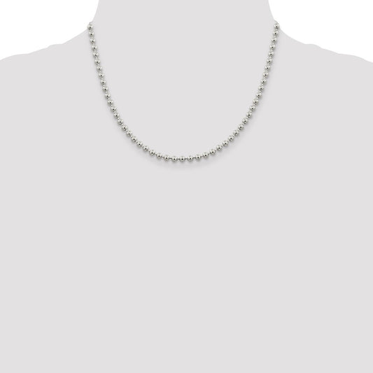 Perlenkette aus Sterlingsilber, 4 mm