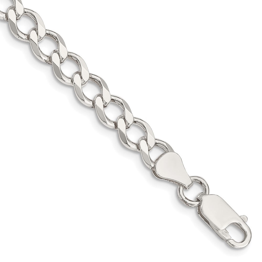 Sterling Silver 6.4mm Polished Flat Curb Chain