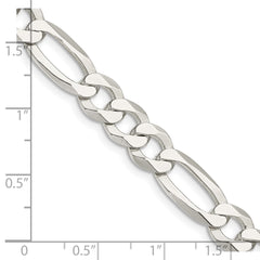 Sterling Silver 8.5mm Polished Flat Figaro Chain