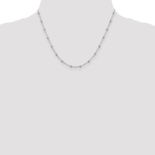 1,15 mm dicke Perlenkette aus Sterlingsilber mit Diamantschliff