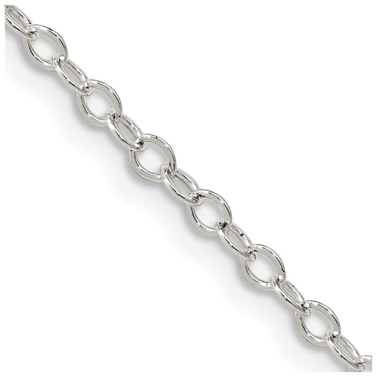 Sterling Silver 2.5mm Flat Open Oval Cable Chain