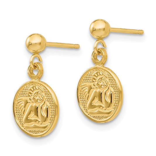 14K Yellow Gold Polished Raphael Angel Earrings