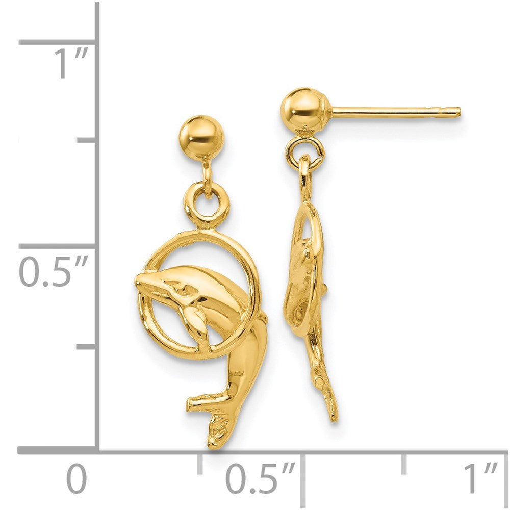 14K Yellow Gold Dolphin Earrings