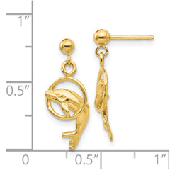 14K Yellow Gold Dolphin Earrings