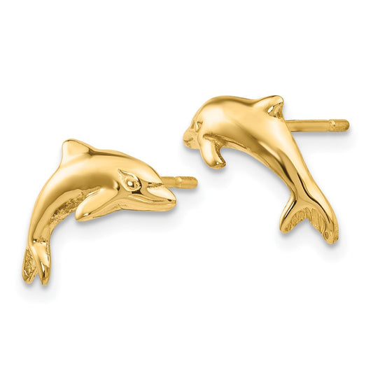 14K Yellow Gold Dolphin Earrings