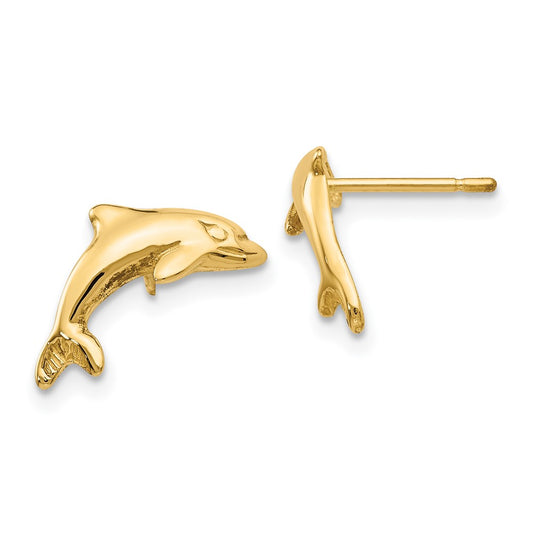 14K Yellow Gold Dolphin Earrings