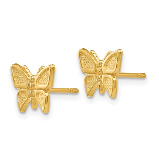 14K Yellow Gold Polished Butterfly Post Earrings