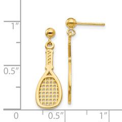 14K Yellow Gold Polished Racquet Dangle Post Earrings