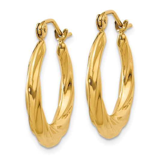 14K Yellow Gold Polished Twisted Hollow Hoop Earrings