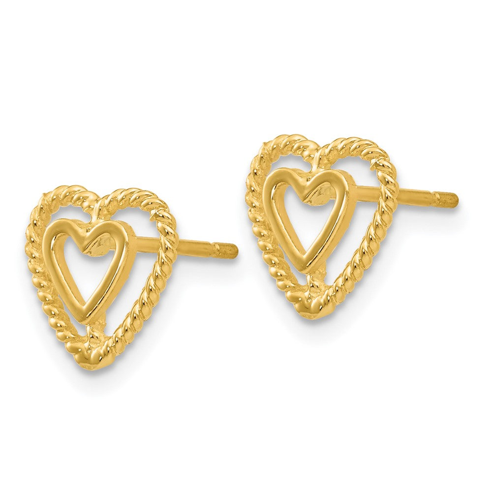 14K Yellow Gold Heart Earrings