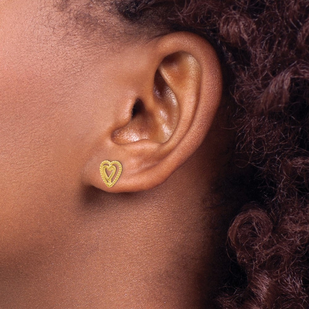 14K Yellow Gold Heart Earrings