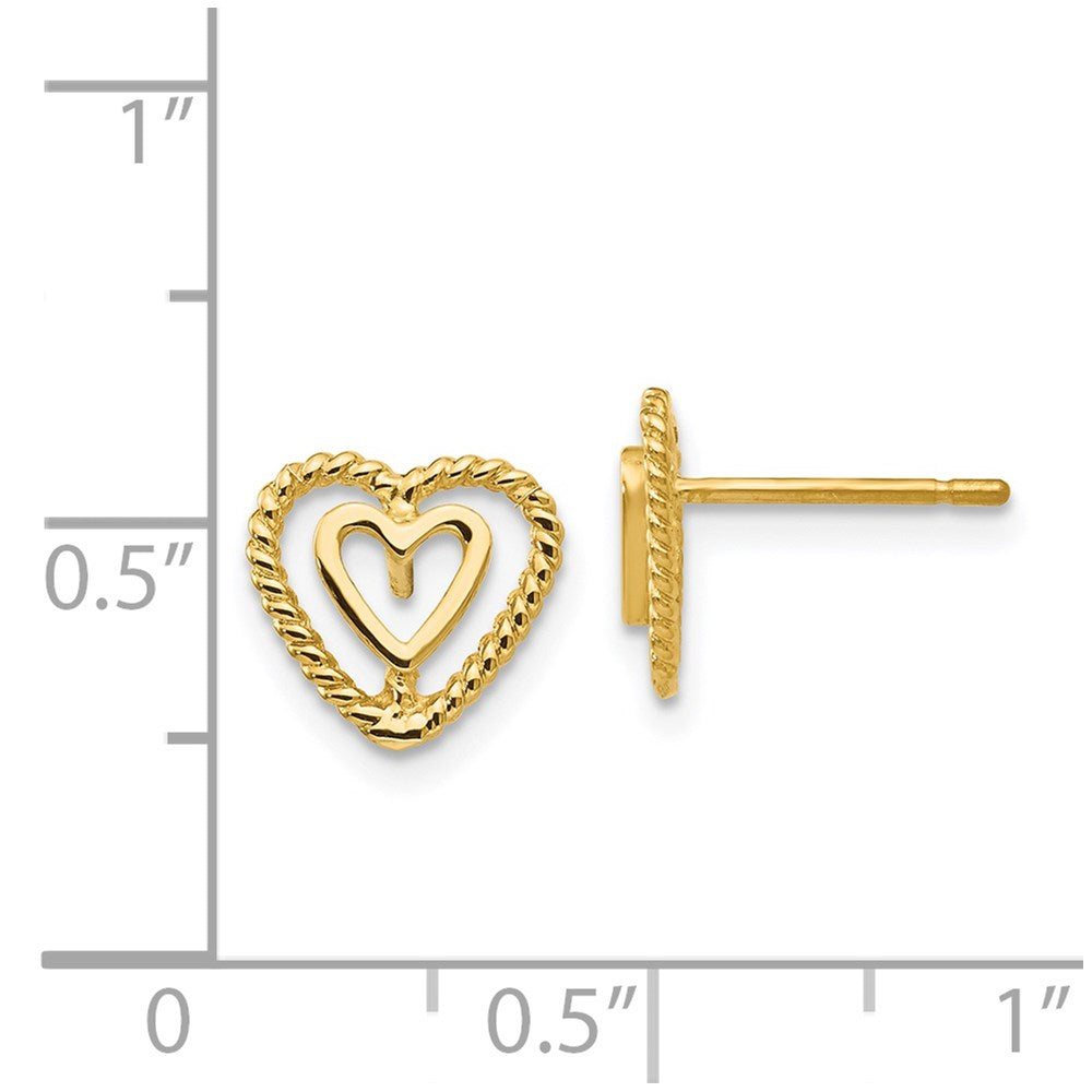 14K Yellow Gold Heart Earrings