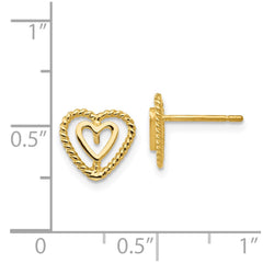 14K Yellow Gold Heart Earrings