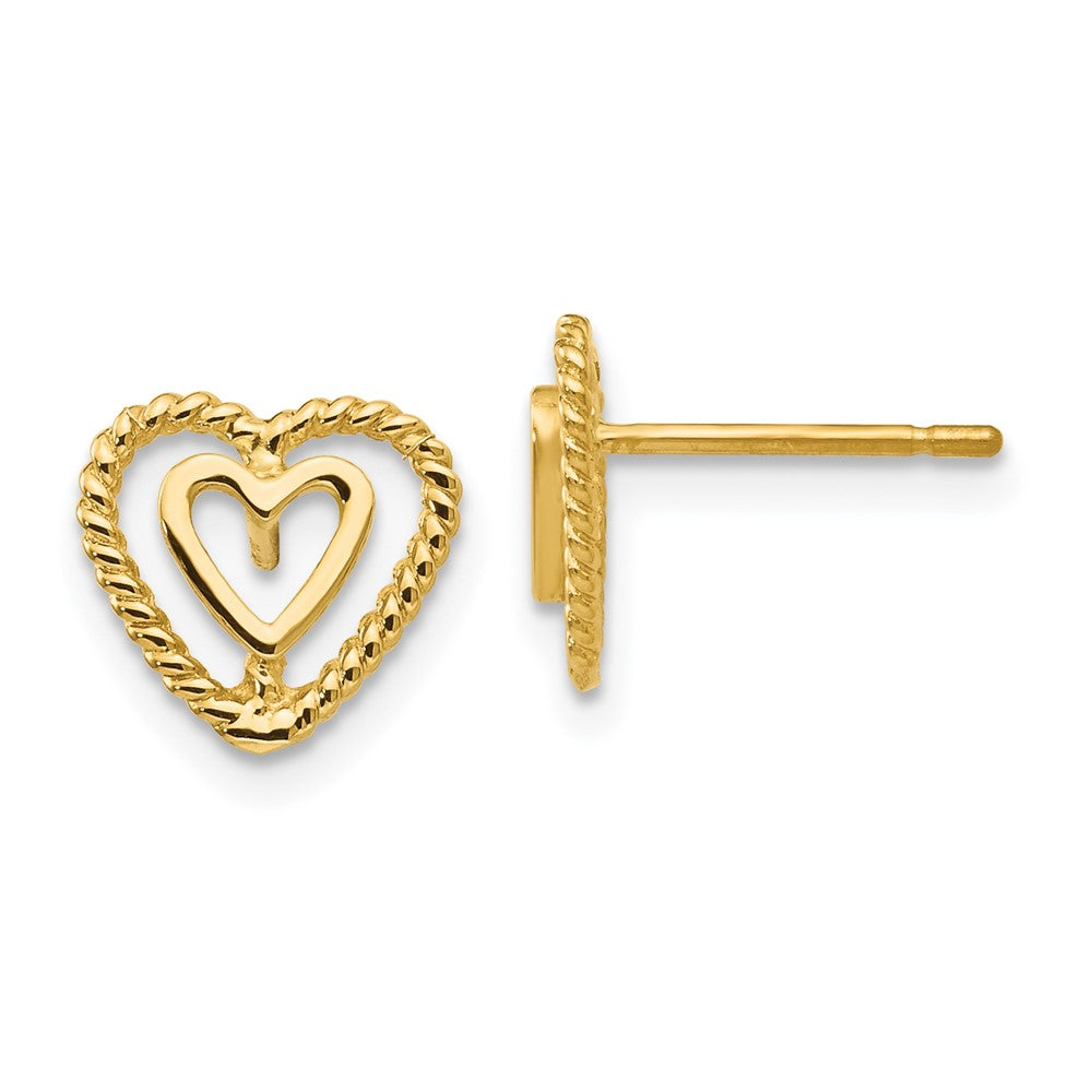 14K Yellow Gold Heart Earrings