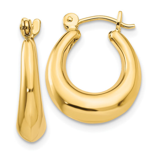 14K Yellow Gold Polished Oval Hollow Hoop Earrings