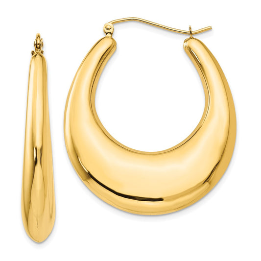 14K Yellow Gold Polished Hoop Earrings