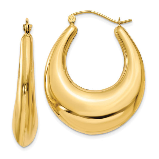 14K Yellow Gold Polished Hoop Earrings