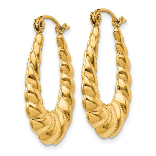 14K Yellow Gold Polished Twisted Hollow Hoop Earrings