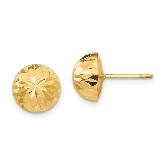 14K Yellow Gold Madi K Polished & Diamond-cut 9mm Button Post Earrings