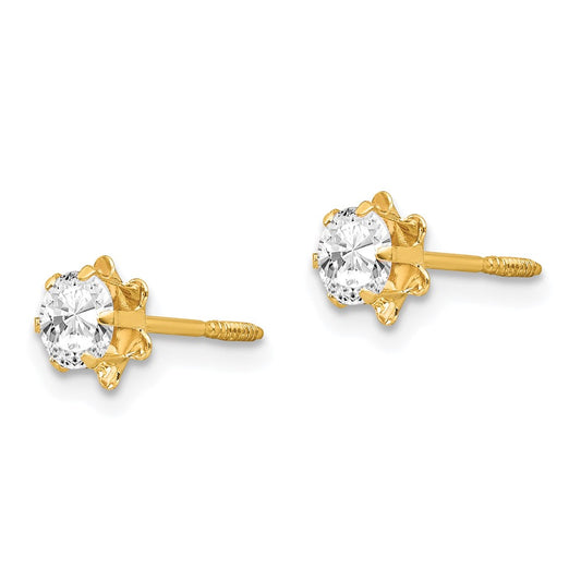 14K Yellow Gold Madi K 4mm Synthetic (Apr) Screwback Earrings