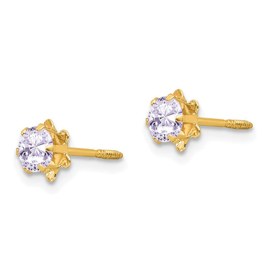 14K Yellow Gold Madi K 4mm Synthetic (Jun) Screwback Earrings