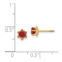 14K Yellow Gold Madi K 4mm Synthetic Ruby (Jul) Screwback Stud Earrings