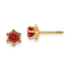 14K Yellow Gold Madi K 4mm Synthetic Ruby (Jul) Screwback Stud Earrings