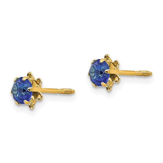 14K Yellow Gold Madi K 4mm Synthetic (Sep) Screwback Stud Earrings