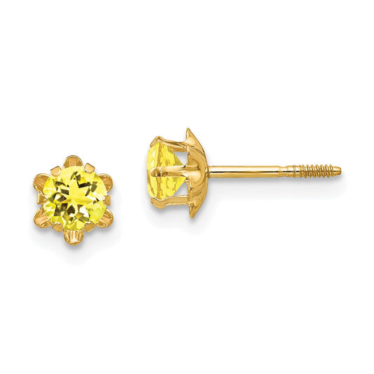 14K Yellow Gold Madi K 4mm Synthetic (Nov) Screwback Stud Earrings