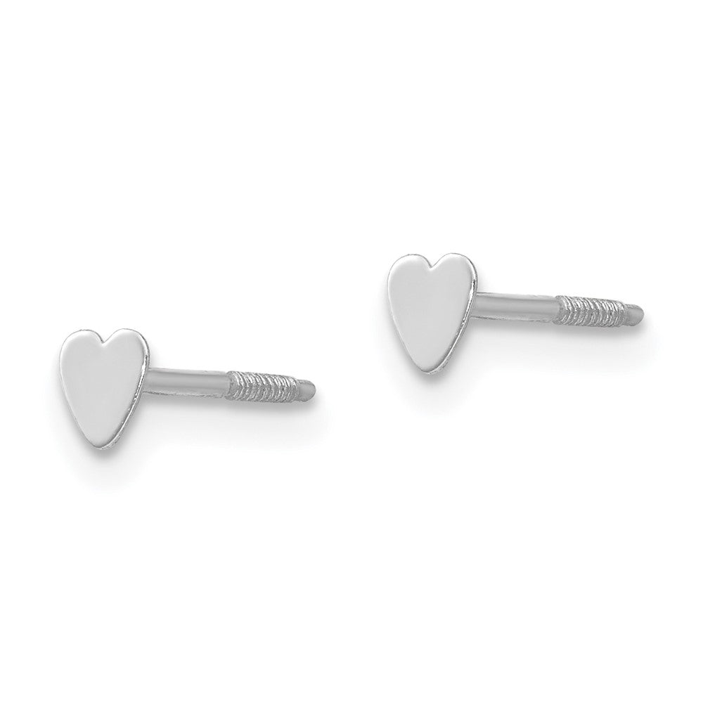 14K White Gold Madi K Tiny Heart Baby Post Earrings