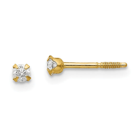 14K Yellow Gold Madi K 2.25mm CZ Baby Earrings