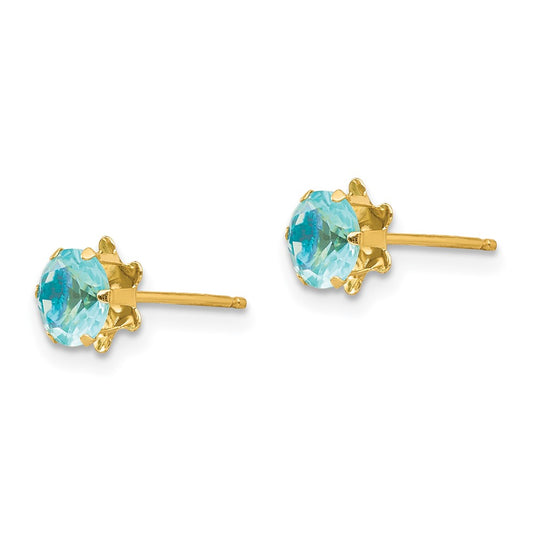 14K Yellow Gold Madi K 5mm Synthetic (Mar) Stud Earrings