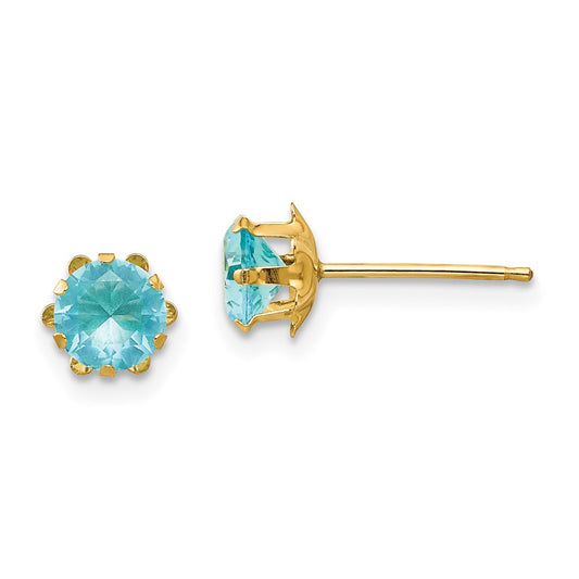 14K Yellow Gold Madi K 5mm Synthetic (Mar) Stud Earrings