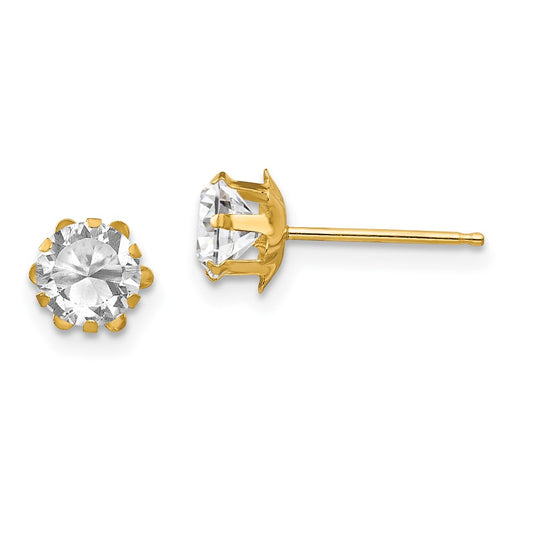 14K Yellow Gold Madi K 5mm Synthetic (Apr) Earrings