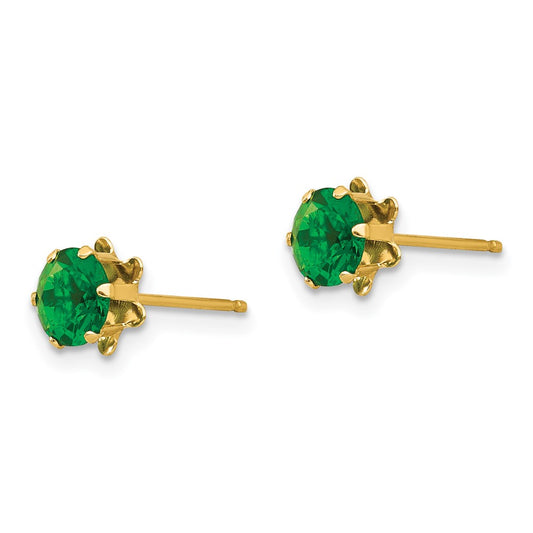 14K Yellow Gold Madi K 5mm Synthetic (May) Stud Earrings