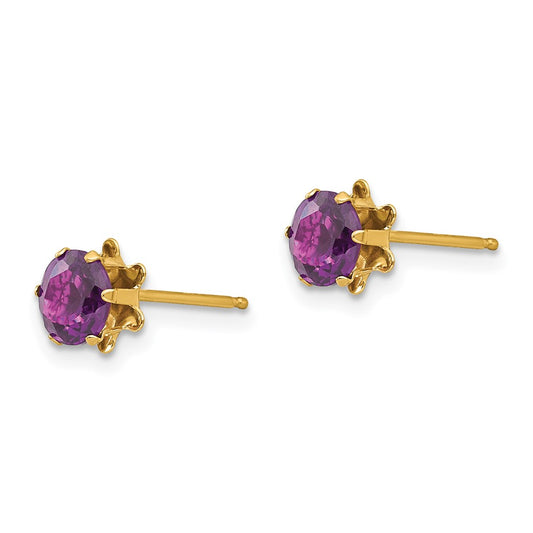 14K Yellow Gold Madi K 5mm Synthetic Alexandrite (Jun) Stud Earrings