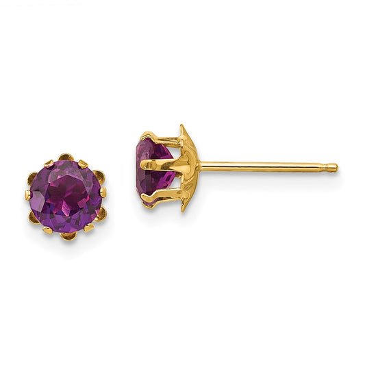 14K Yellow Gold Madi K 5mm Synthetic Alexandrite (Jun) Stud Earrings