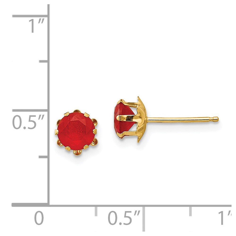 14K Yellow Gold Madi K 5mm Synthetic Ruby (Jul) Stud Earrings