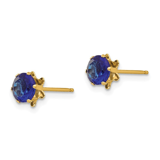 14K Yellow Gold Madi K 5mm Synthetic (Sep) Stud Earrings